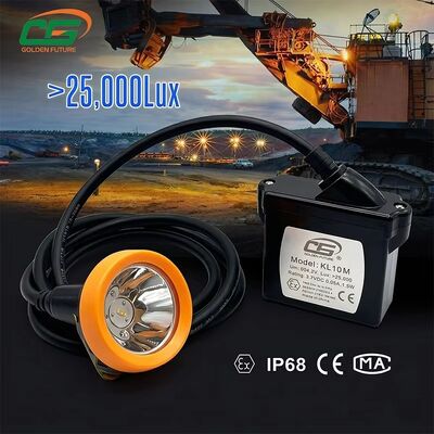ATEX KL10M 25000Lux IP68 防水LED鉱山ヘッドランプ 10Ah リチャージ可能なリチウムイオン電池